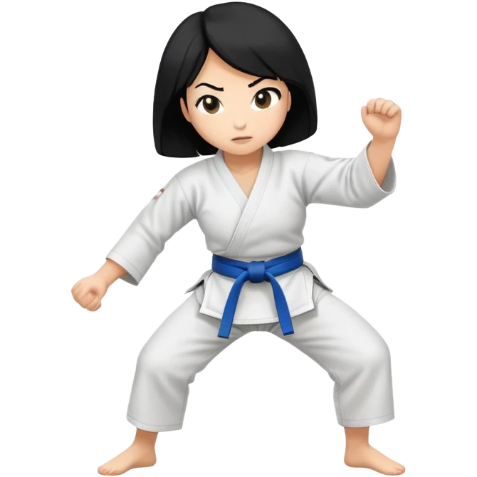 Woman with black hair judo emoji