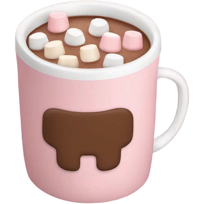 Light Pink mug of hot chocolate with marshmallows  emoji