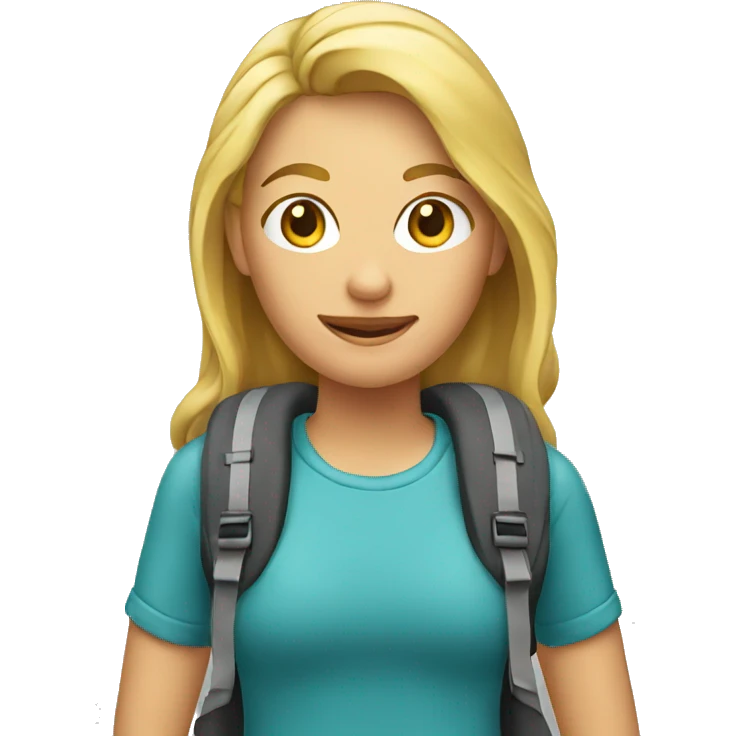 An emoji of a blonde women with backpack emoji