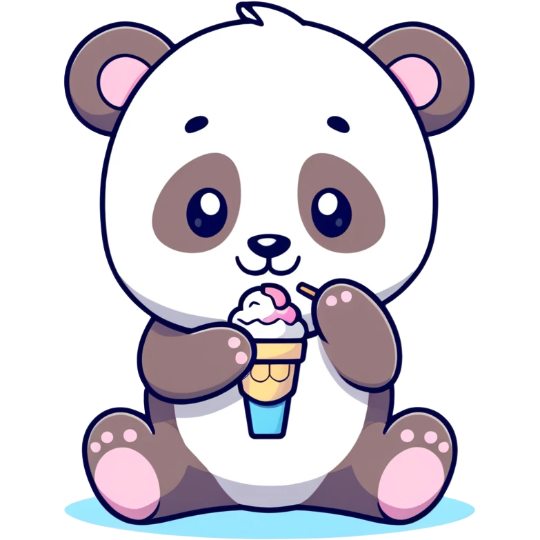 Panda eating ice cream emoji