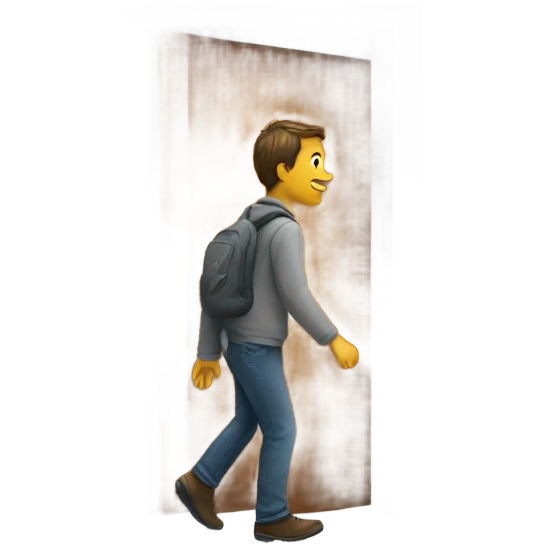 A person walking out of a door emoji