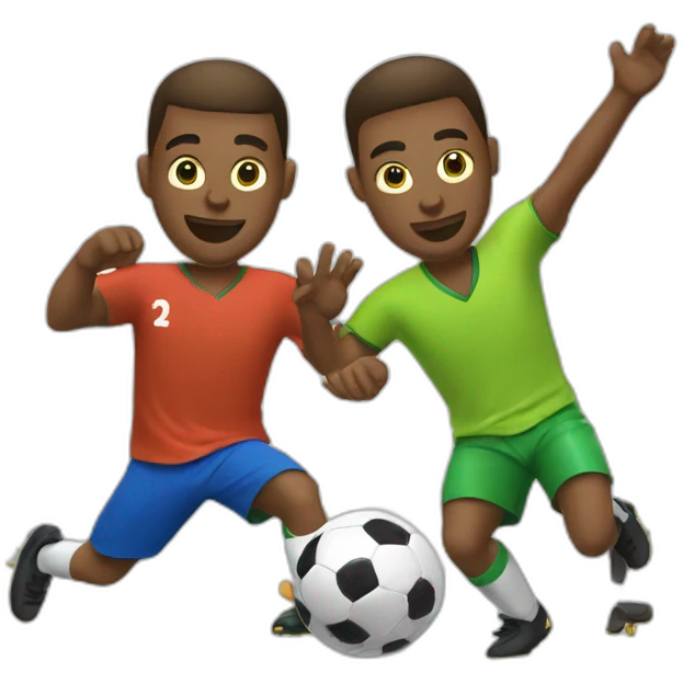 two guys doing tiki-taka playing football emoji
