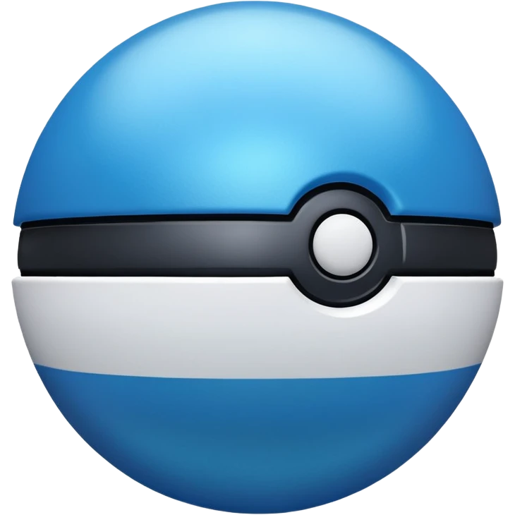blue pokeball emoji, top half is a more saturated blue, bottom half is white, black stripe, with a metallic sheen emoji