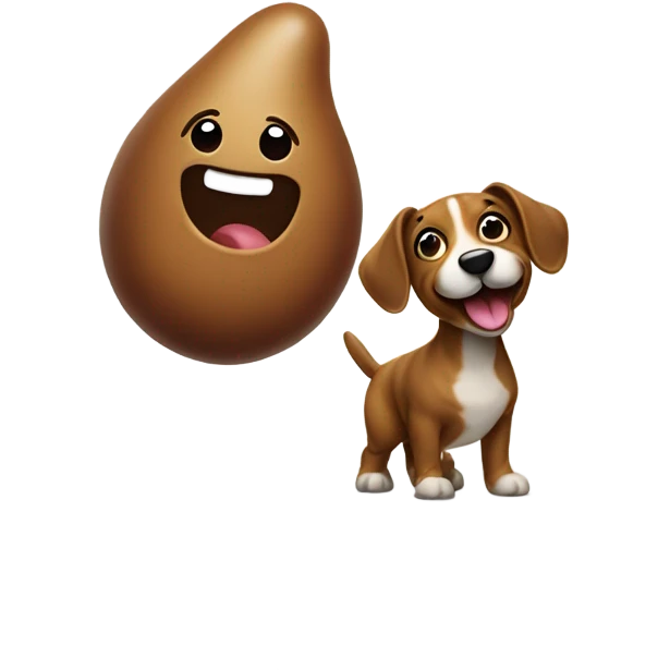 Poop emoji walking a poop dog emoji