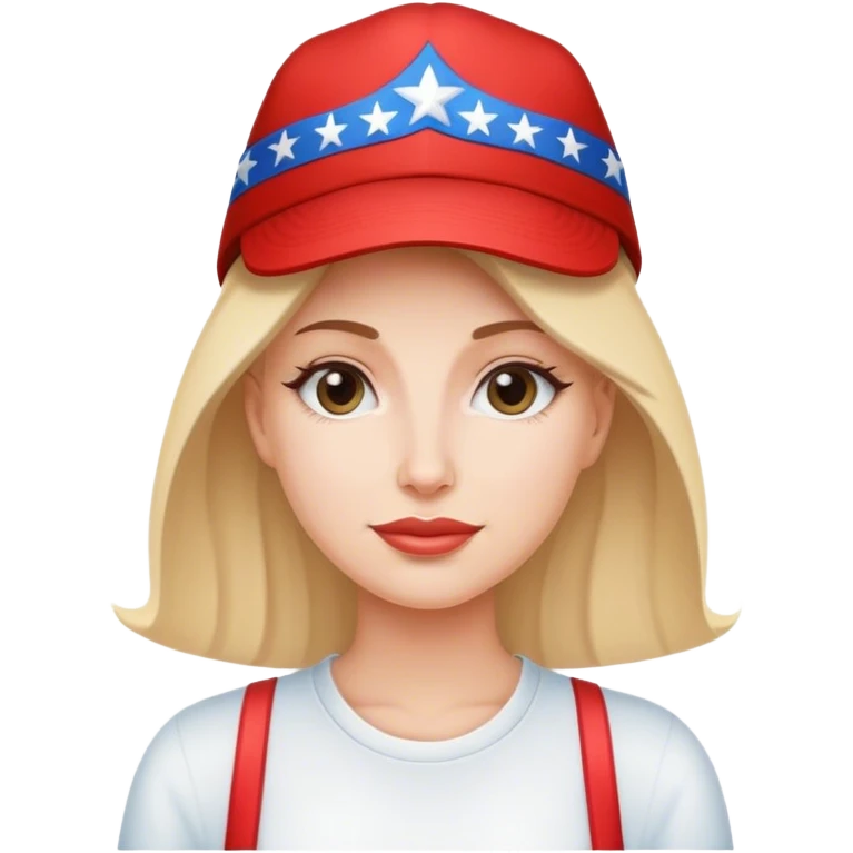 White woman wearing maga hat emoji