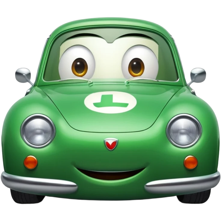 Luigi from Cars, green Italian car with a friendly face emoji
