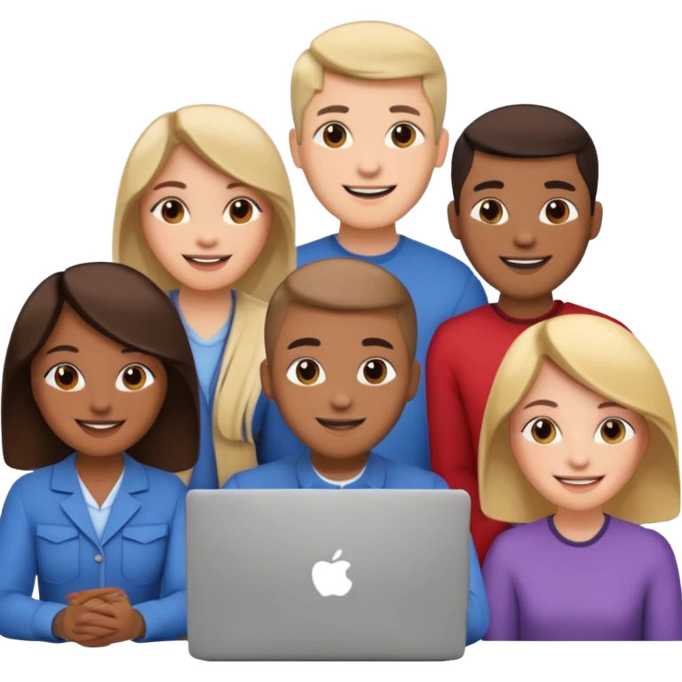 video meeting via laptop smiling people  emoji