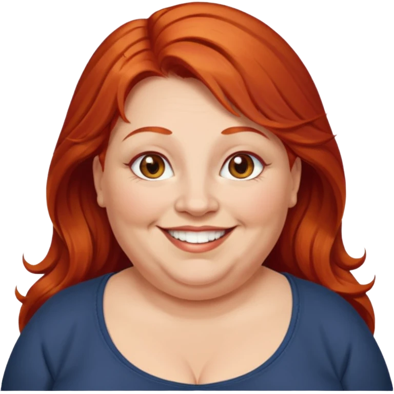 obese; older 50's ; long red hair ; women hazel eyes emoji
