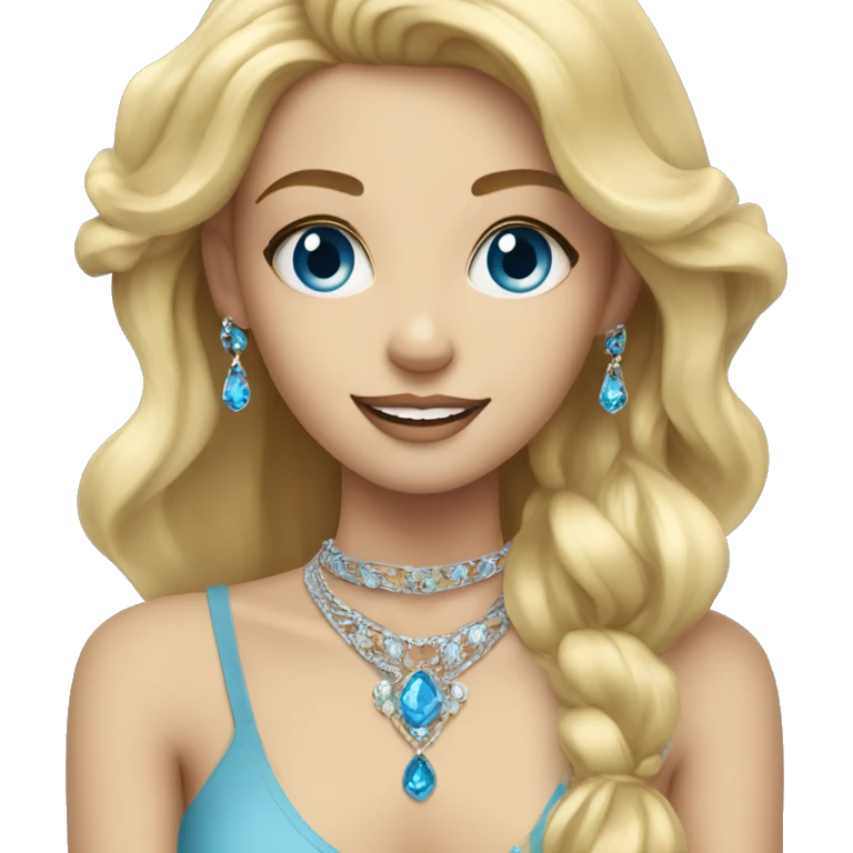 blonde girl with jewellery blue eyes emoji