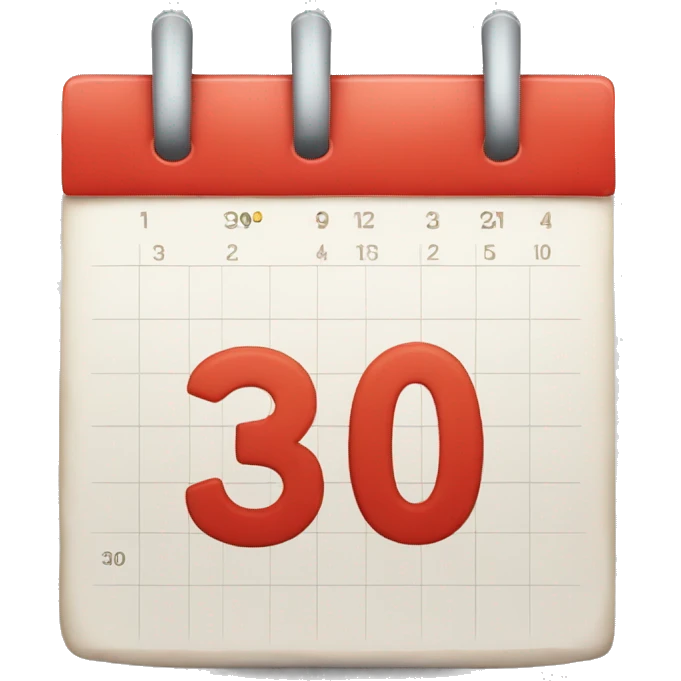 a 30 day calender with the number '30' on it emoji