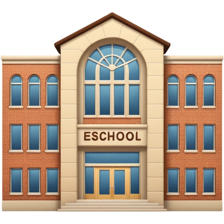 school building with a name school on the top of it emoji