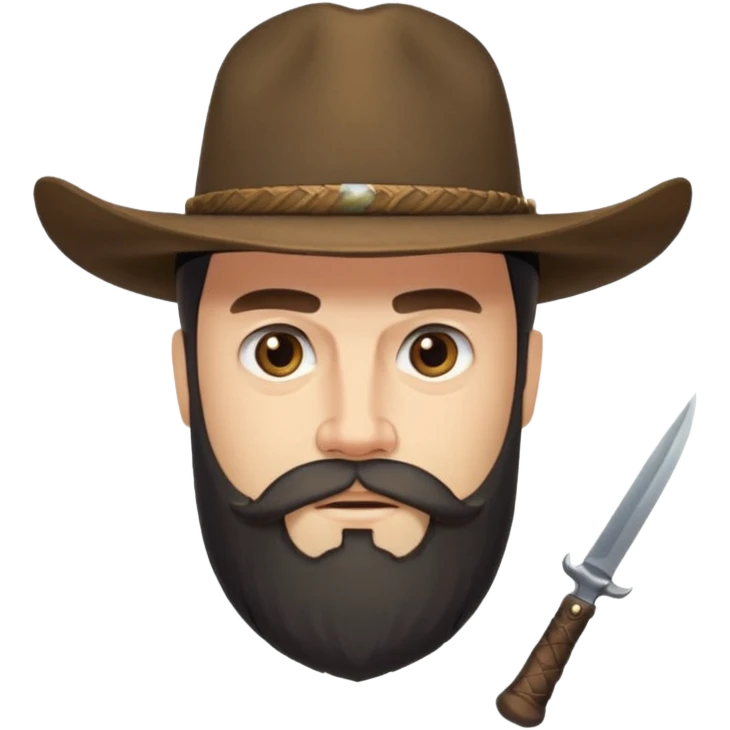 a western earl with full beard, wearing hat, having blade emoji