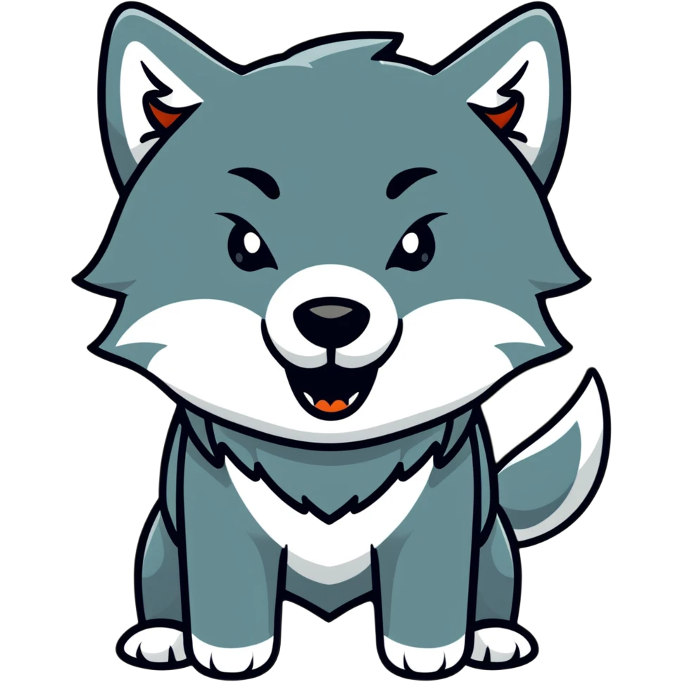 Wolf howling with awooo coming from its mouth emoji