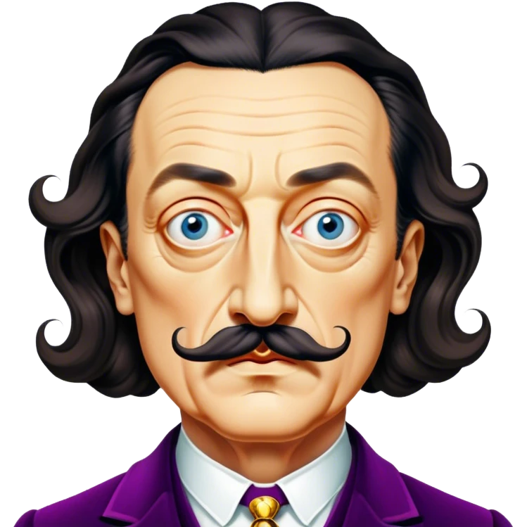 Cinematic Realistic portrait of Salvador Dalí, depicted as a surrealist artist with eccentric, expressive features and his iconic mustache, rendered with vibrant, imaginative lighting and richly detailed period attire that capture his avant-garde essence. emoji