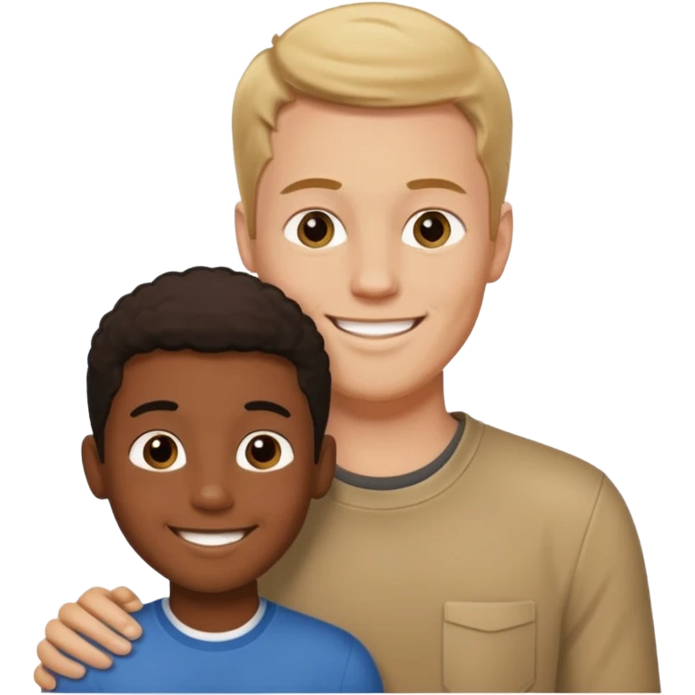 Tall white guy with dwarf black kid emoji