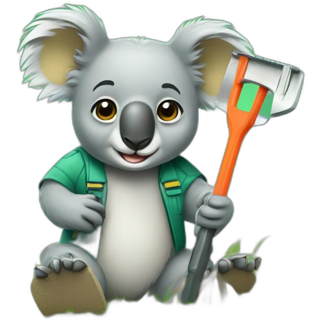Koala mowing the lawn emoji
