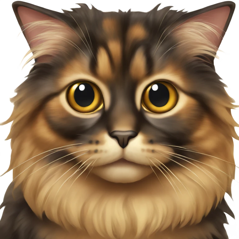 Long haired tortoiseshell brownish cat emoji