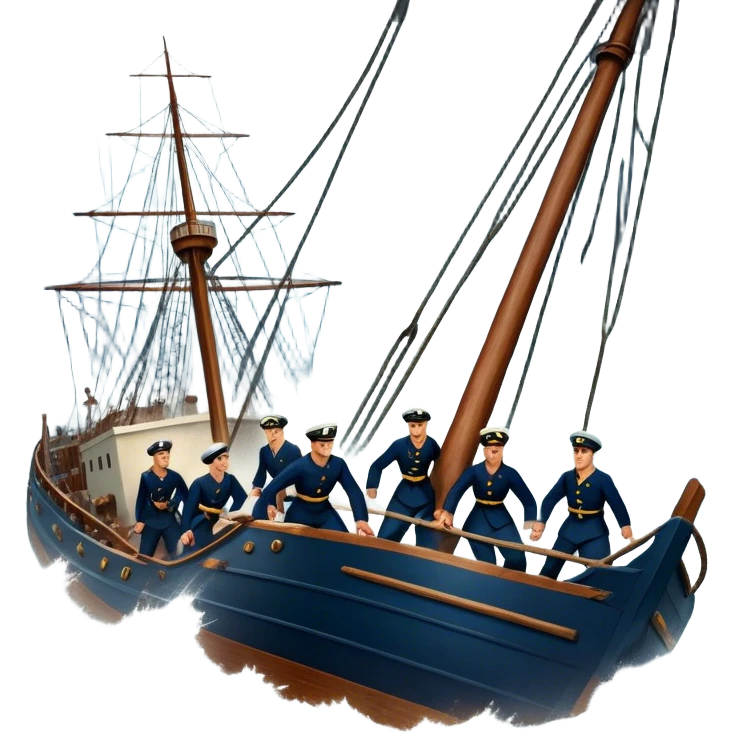 Icon for Historical Movies: Age of Great Geographical Discoveries. A vintage movie poster-style design with sailors battling a fierce storm at sea. Include crashing waves, lightning, a damaged ship, and heroic sailors gripping ropes. Intense, dramatic atmosphere. Transparent background. emoji