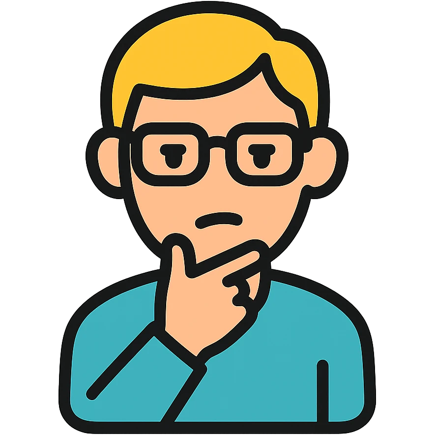 an intellectual person with glasses and a thoughtful expression emoji