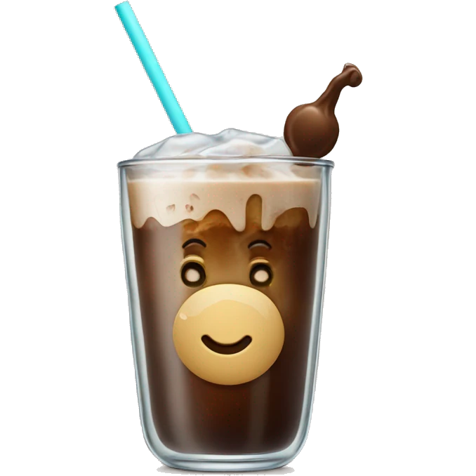 Iced coffee in a libbey glass cup emoji