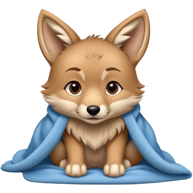 Cute, Disney-style coyote pup cozy in blanket emoji