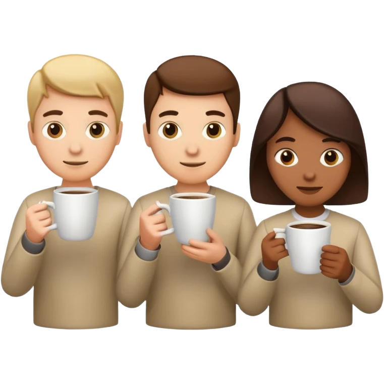 programmers team with coffee cups and code emoji