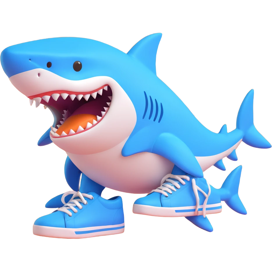 shark with four legs and blue sneakers emoji