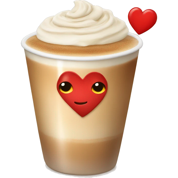 latte with creamy heart in a red cup emoji