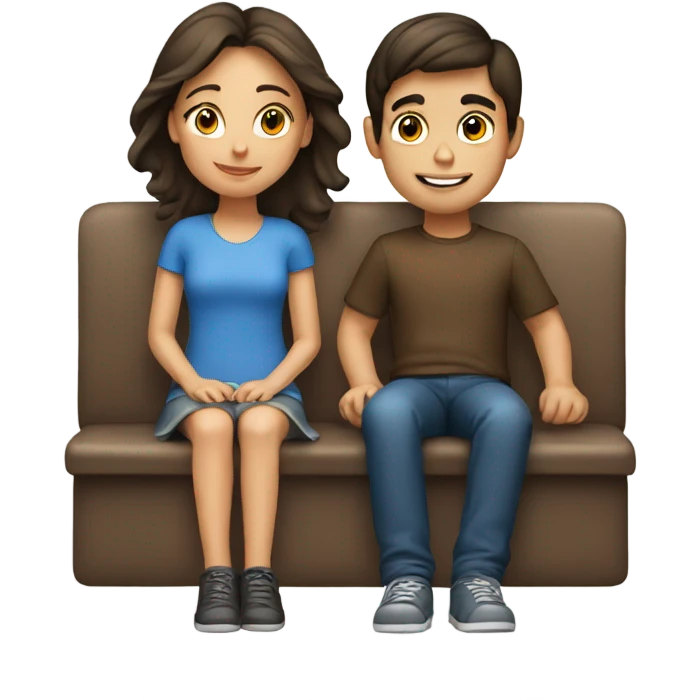 Brunette girl and boy sitting emoji
