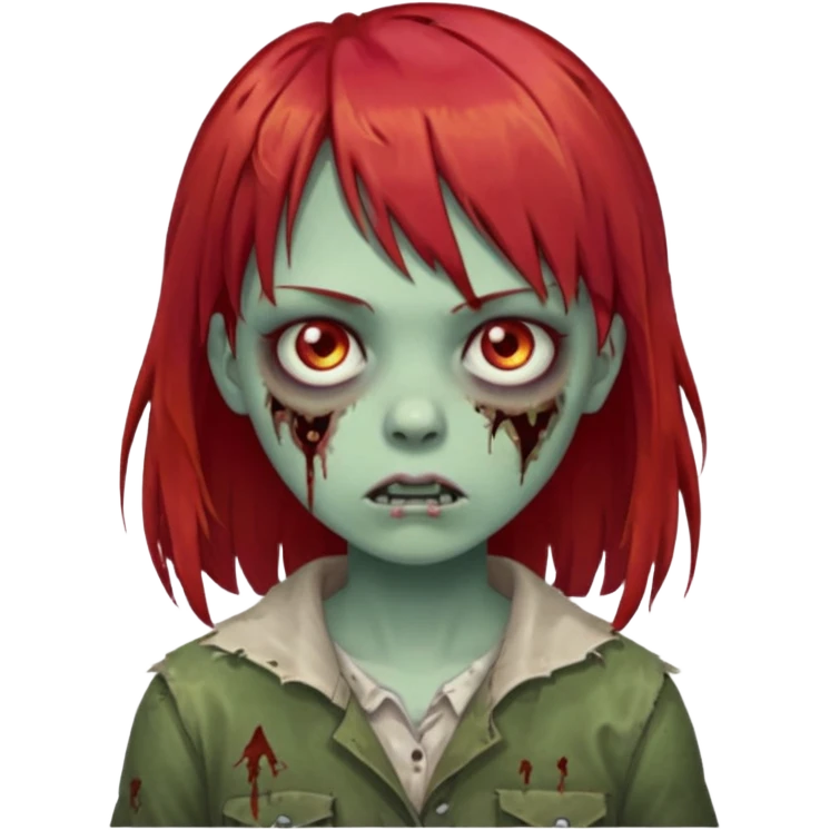 create a zombie girl with red hair and bangs emoji