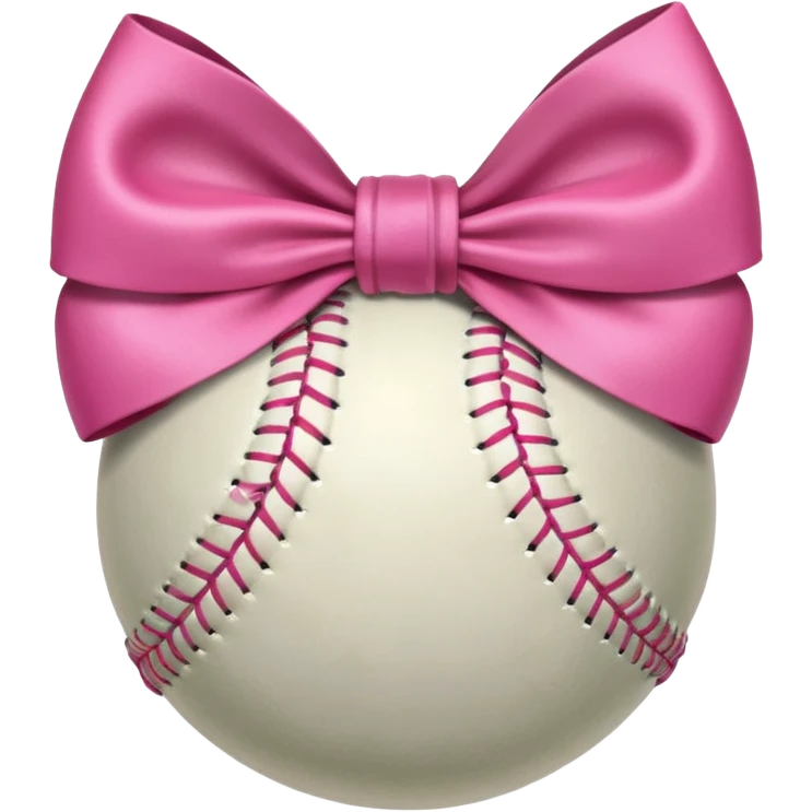 Softball with pink bow around it emoji