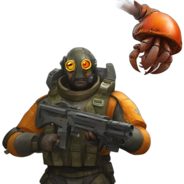 Gordan Freeman from HalfLife 1 fights with a hatcrab emoji