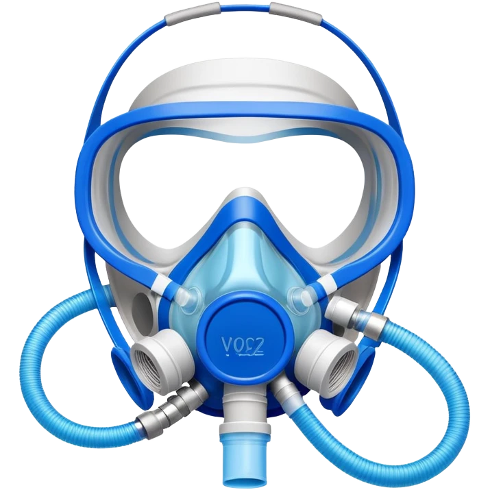 Close-up of blue VO2 max testing mask with breathing tubes and valves, no person wearing it emoji