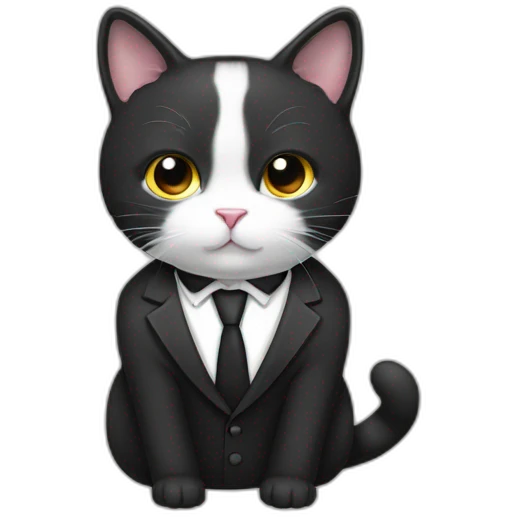 tuxedo cat, in a suit and tie emoji