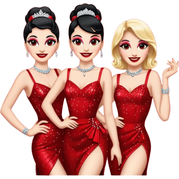 cabaret dancers in red emoji