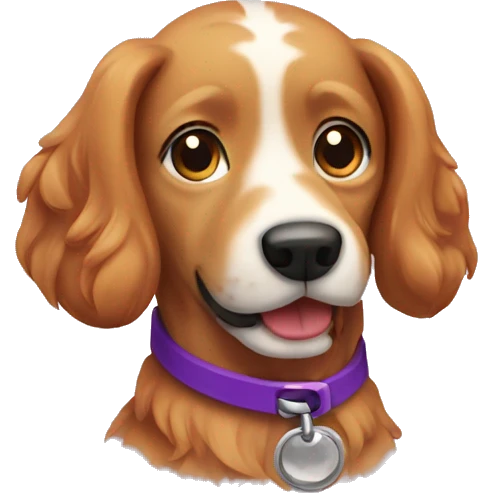ginger staff dog with purple collar  emoji