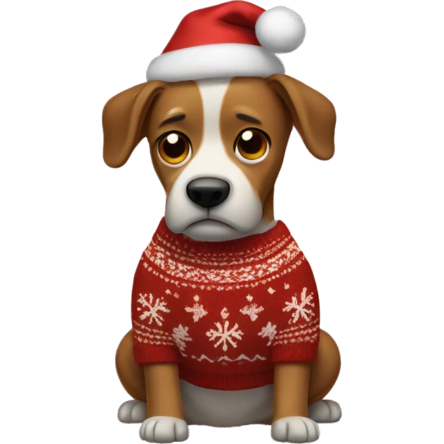 A frustrated dog in a christmas sweater  emoji