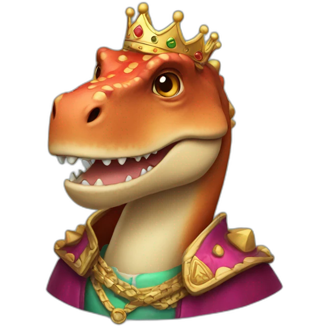 Dinosaur wearing king clothes and crown emoji