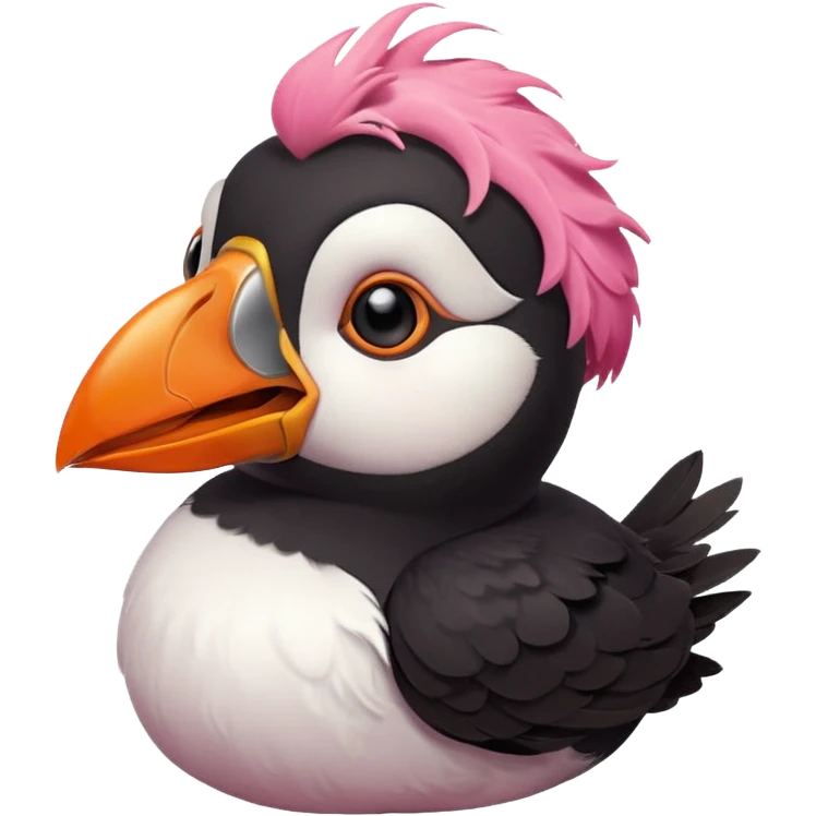 pink puffin angry blow steam nose beak emoji