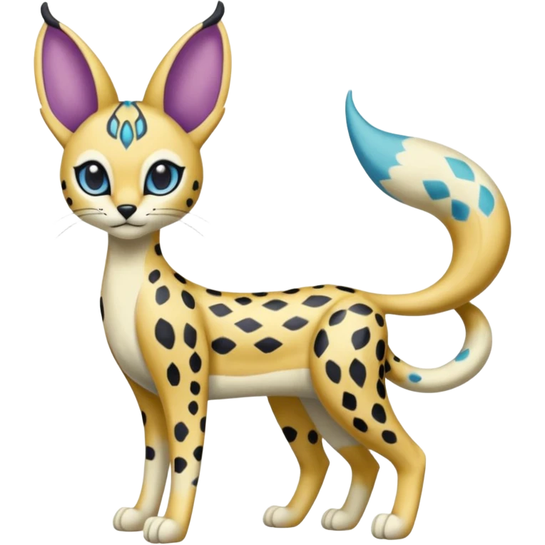 Colorful Marked Randomly Patterned Exotic Meloetta-Serval-Cresselia-Palkia-Stitch-Fakémon-creature-hybrid emoji