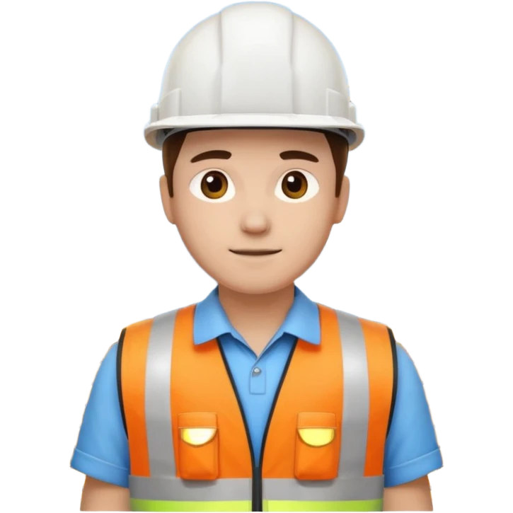 engenheiro com capacete branco na obra emoji