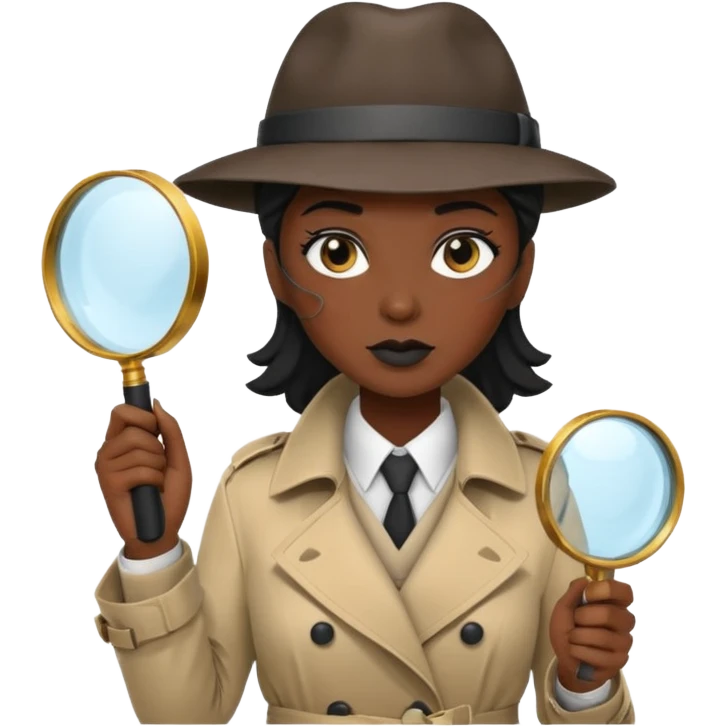 female detective, black skin emoji