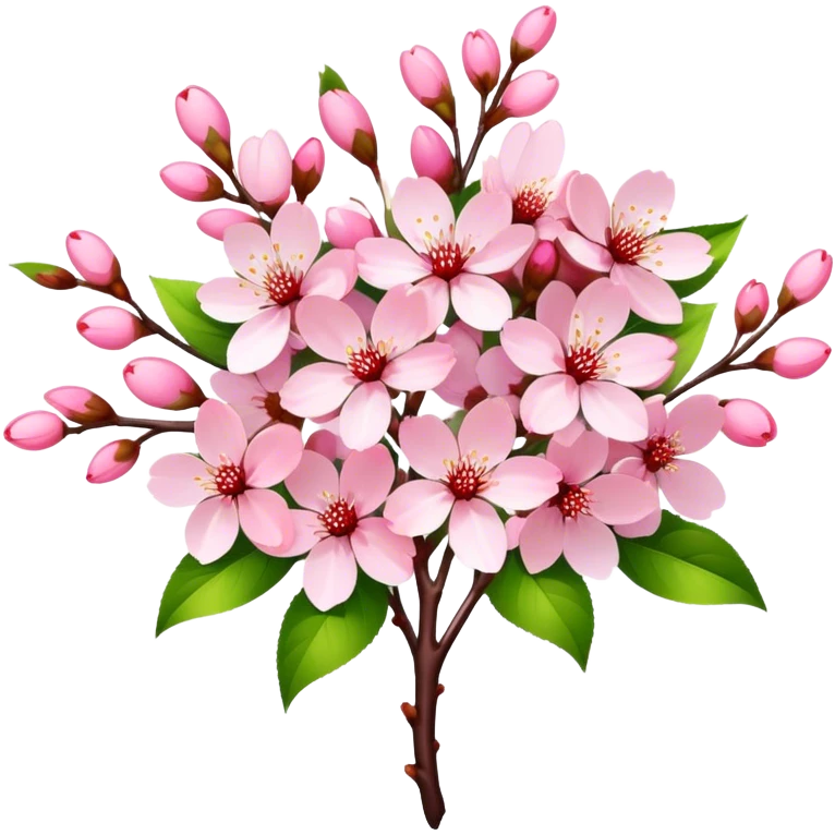 big bouquet Cherry Blossom, luxuriant, stem, leaf emoji