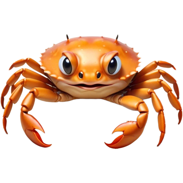 Cinematic Comical Baby Crab Portrait Emoji, Head tilted dramatically with an exaggeratedly shocked expression, featuring a tiny, vibrant carapace with wide, comically expressive eyes full of playful disbelief and miniature, animated pincers, Simplified yet hilariously expressive features, highly detailed, glowing with a slightly sassy coastal glow, high shine, dramatic yet playful, stylized with an air of cheeky seaside mischief, soft glowing outline, capturing the essence of a meme-worthy baby crab that looks ready to pinch its way into viral fame! emoji