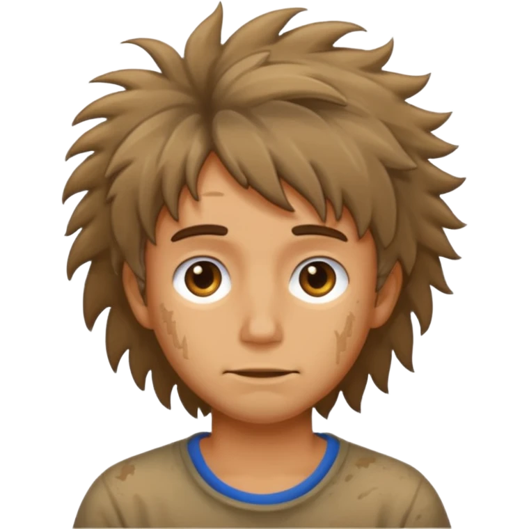 messy scruffy hair bum face emoji