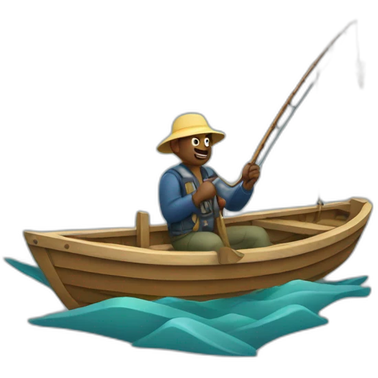 fisherman on a boat with a hook emoji