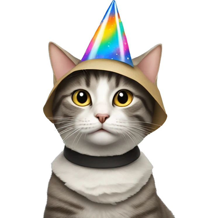 cat wearing a birthday hat at a star wars birthday party emoji