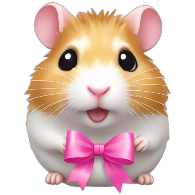 hamster with extension lashes and pink ribbon emoji