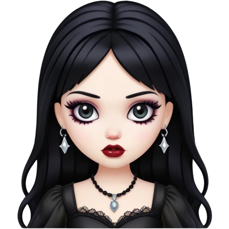 gothic pretty bratz baddie, black hair emoji