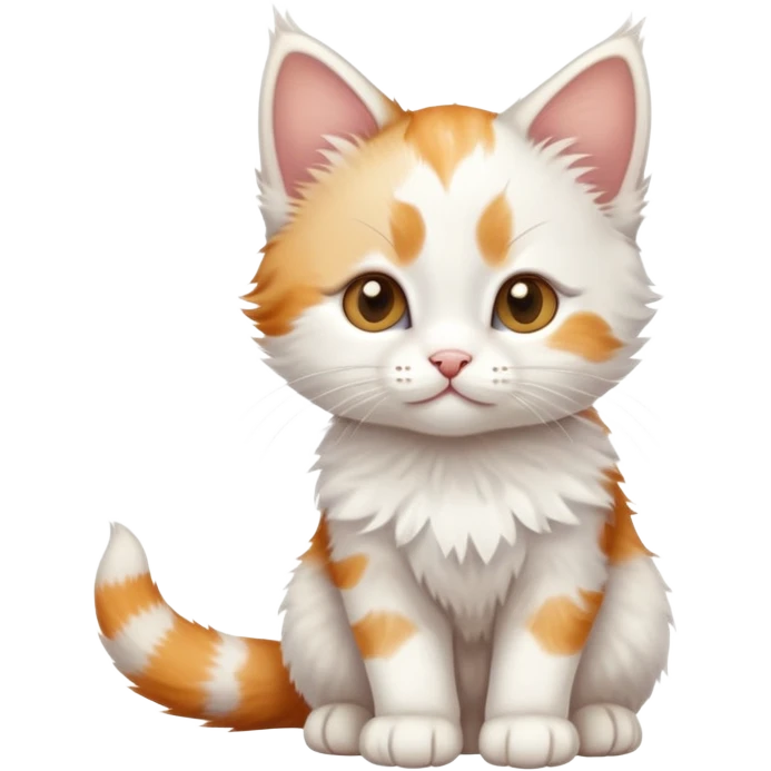 White kitten with some ginger on its head full body photo emoji